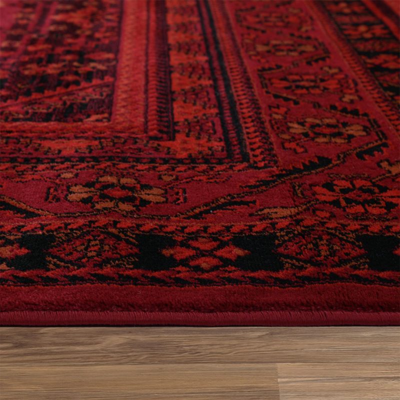 Afgan Türkmen Otantik Desenli Dokuma Kırmızı Oturma Odası Salon Mutfak Halısı Yolluk X380A