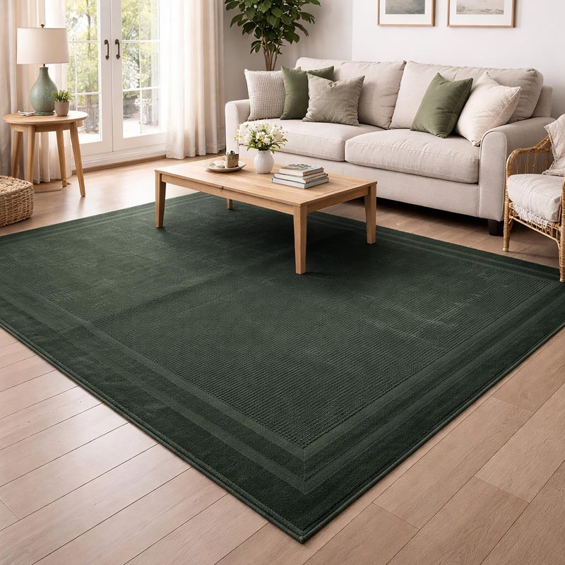 Latte Yumuşak Peluş Yeşil Çocuk Odası Oturma Odası Salon Mutfak Halısı 5451A