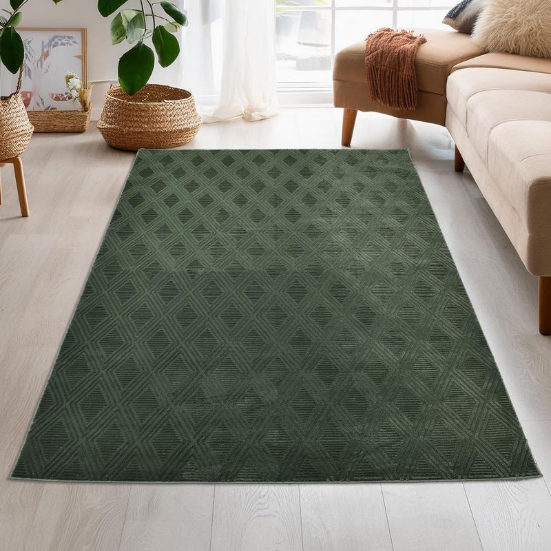 Latte Yumuşak Peluş Yeşil Çocuk Odası Oturma Odası Salon Mutfak Halısı Y726A