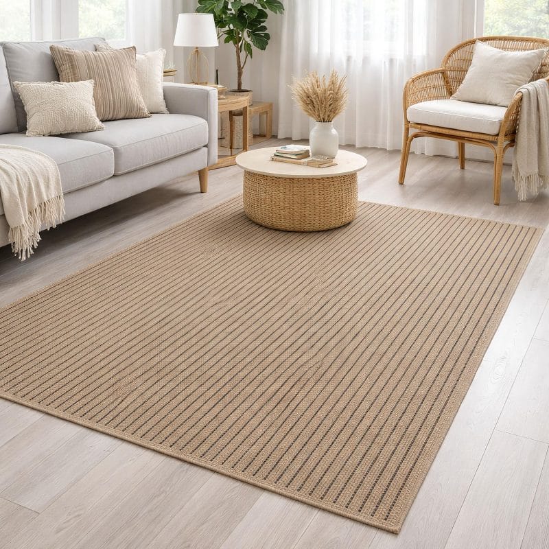 Avanos Modern Kahve Hasır Dokuma Jüt Sisal Kilim Yıkanabilir Balkon Bahçe Mutfak Halı 8042A
