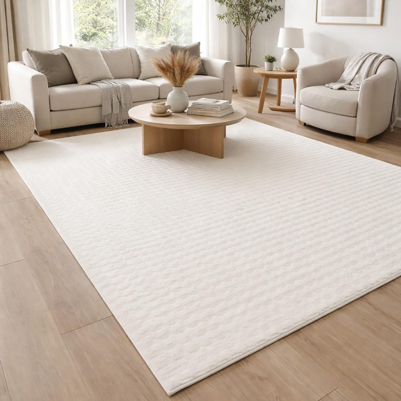 Krem Yumuşak Bubble Kaymaz Özel Taban Peluş Halı Yolluk Yıkanabilir 102