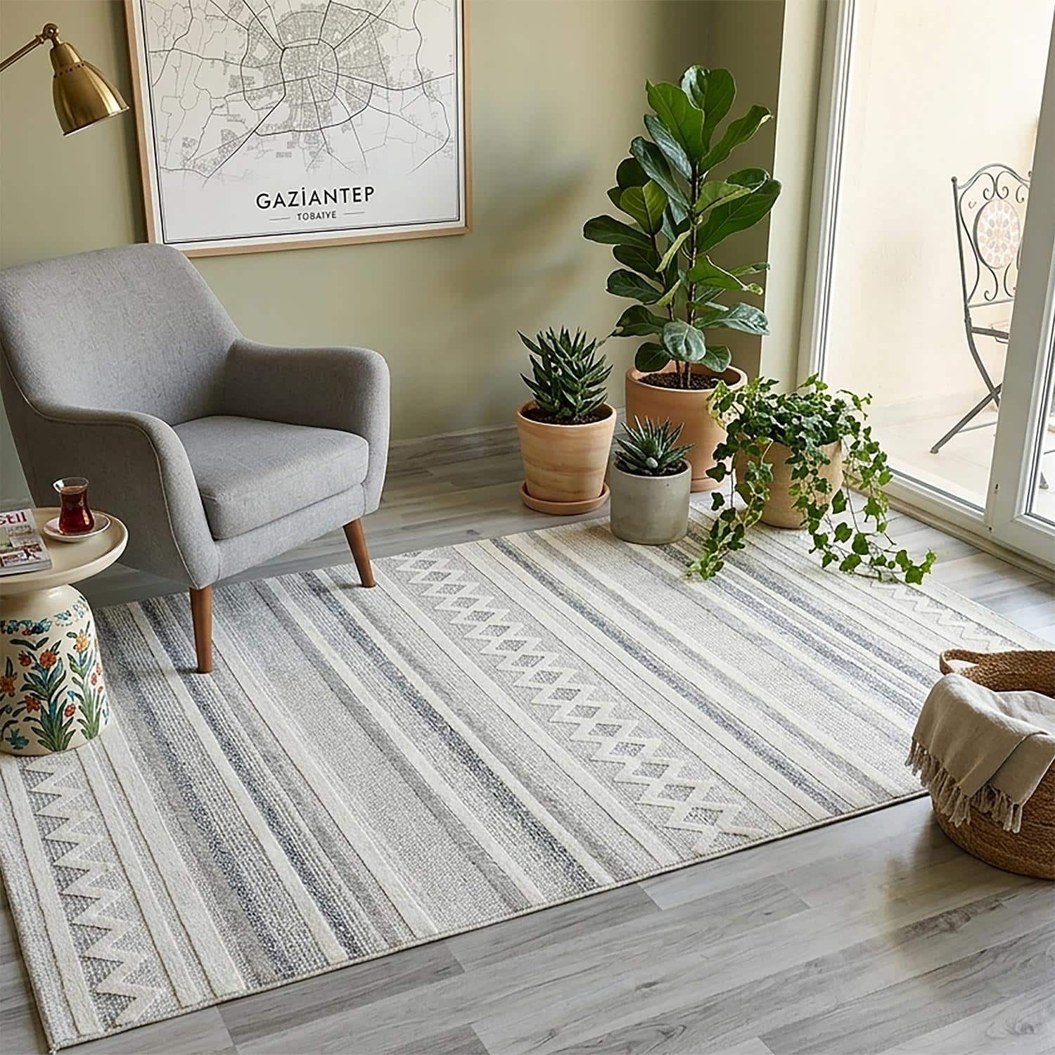 Nature Pamuk 30° Yıkanabilir Halı Modern Kilim Oturma Odası Salon Mutfak Balkon Yolluk Halısı C102A